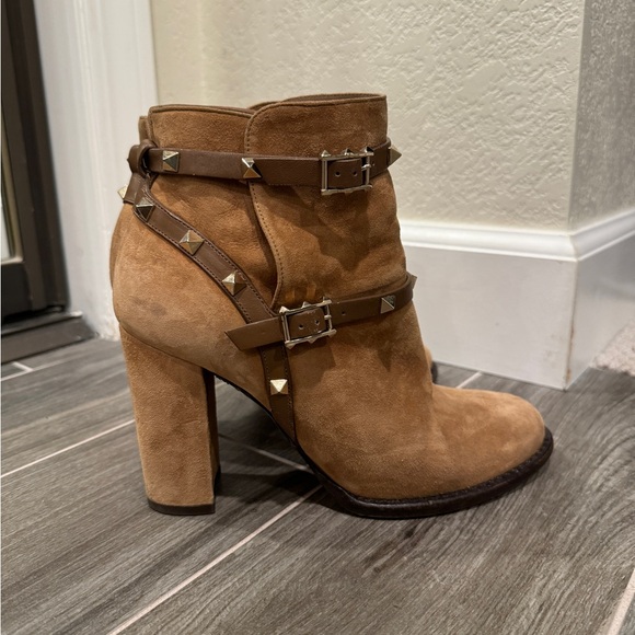 Valentino Rockstud Suede Block Heel Boots 37.5 - Picture 10 of 15